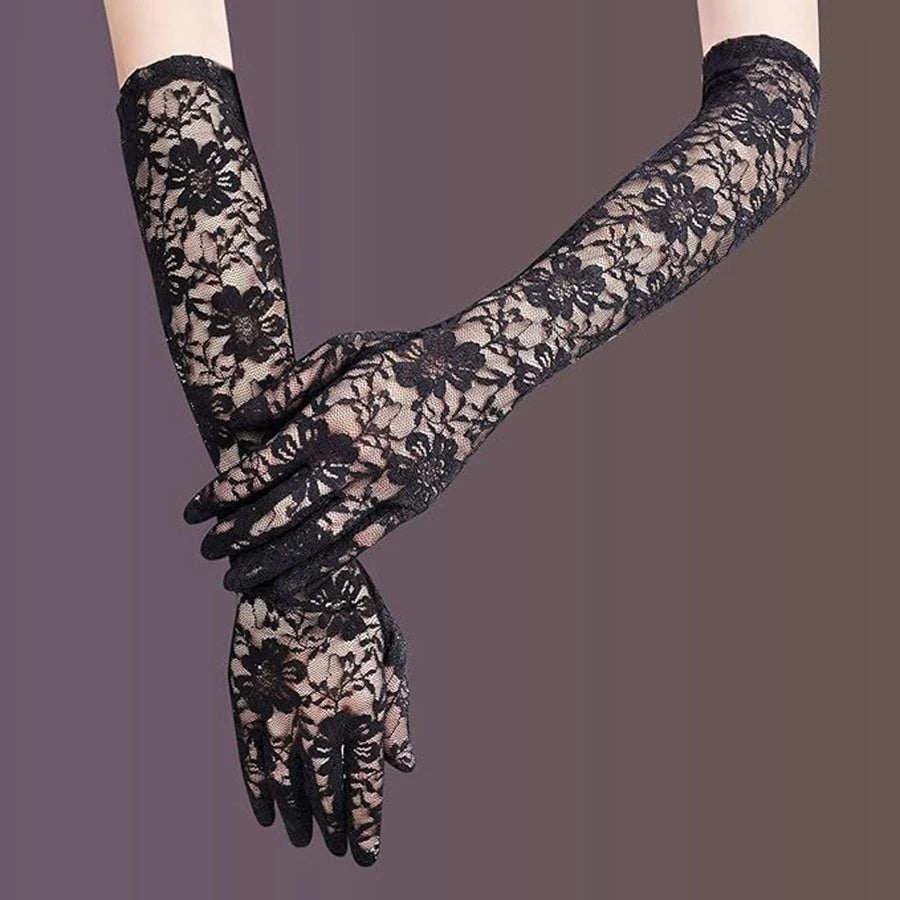 Gants longs en dentelle