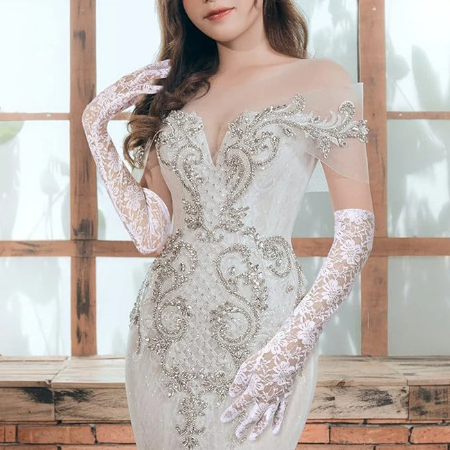 Gants longs en dentelle