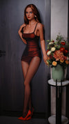 Aurelya - Sex doll rousse skinny en robe moulante