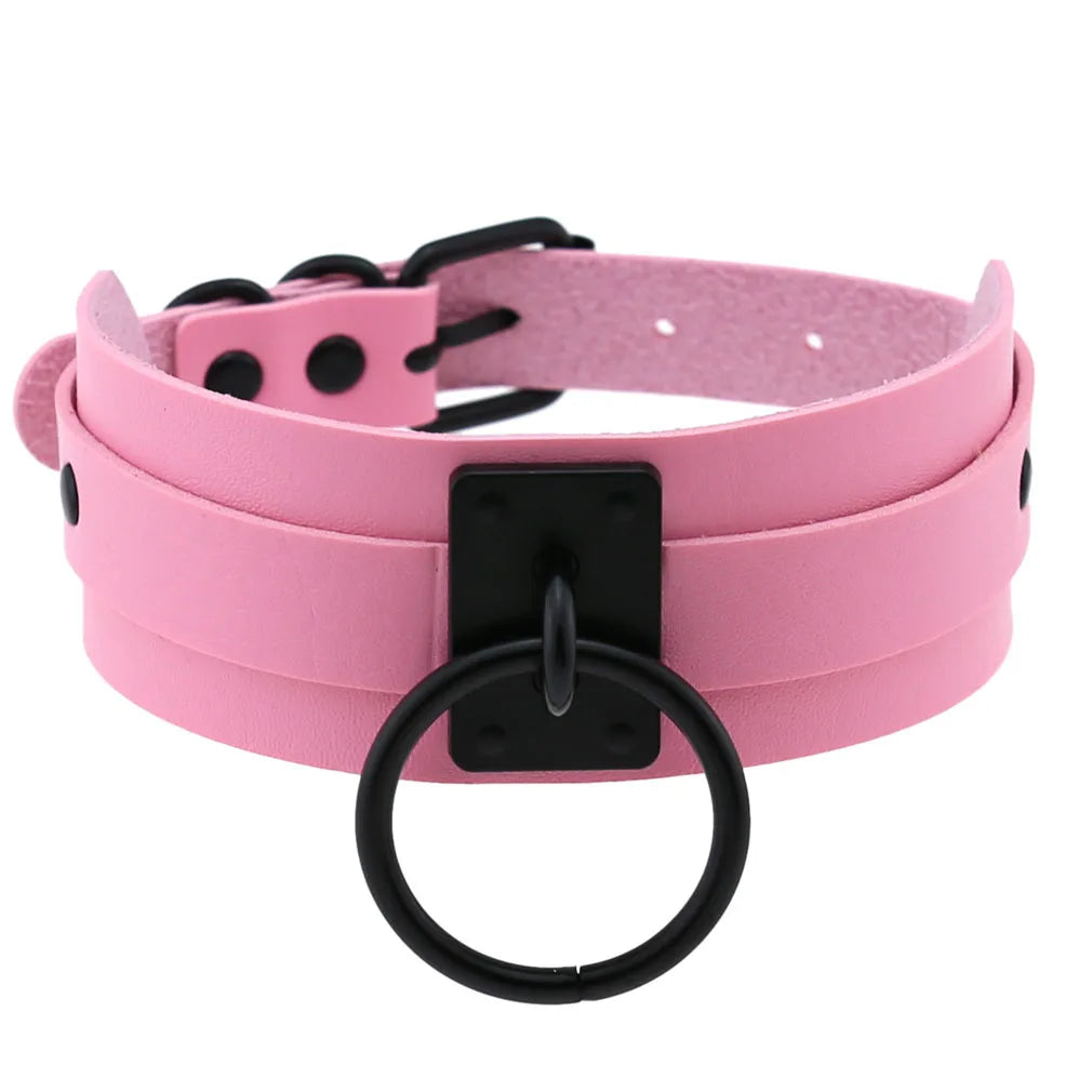 Collier bondage rose pour sex doll
