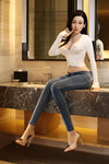 Eunha - Sex doll asiatique en jean slim et top blanc