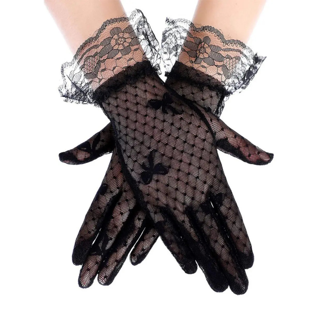 Gants noirs en dentelle pour sex doll