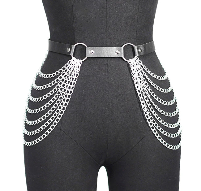 Harnais érotique à chaînes métalliques