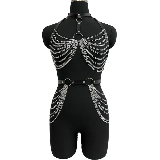 Harnais érotique à chaînes métalliques