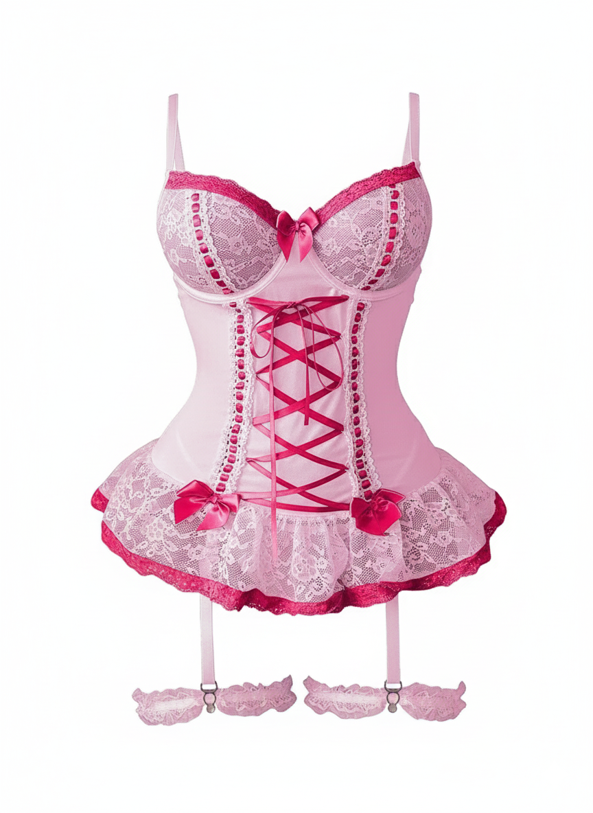 Lingerie corset sexy rose pour sex doll