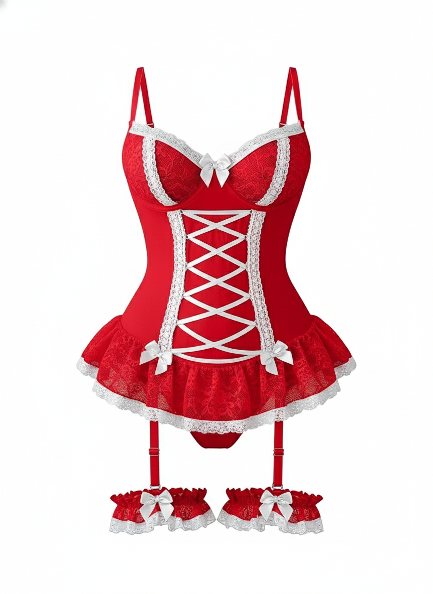 Lingerie corset sexy rouge pour sex doll