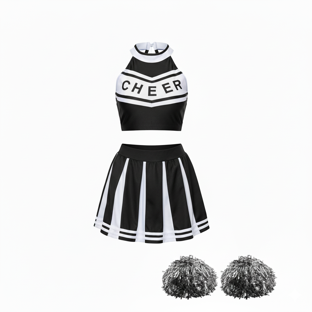 Tenue de pom-pom girl noire pour sex doll