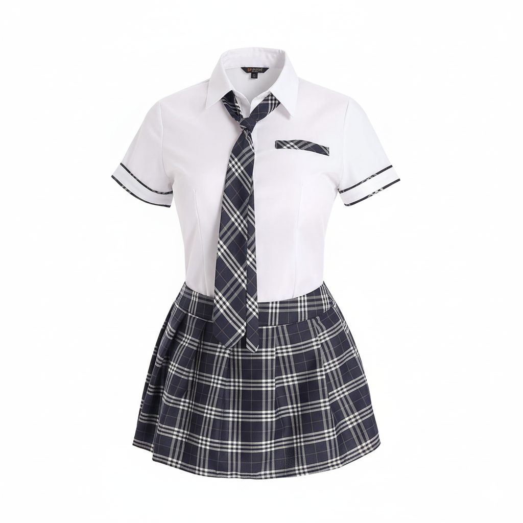 Uniforme d’étudiante bleu marine et blanc pour sex doll